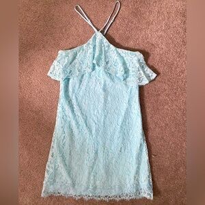 Francesca’s Blue Lace Mini Halter Neck Dress Size XS